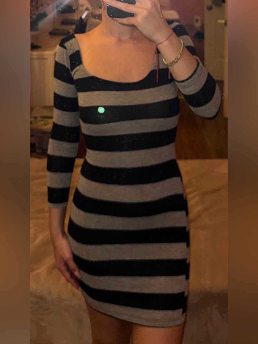 Lucy Love Black and Gray Striped Stretch Sleeve Band